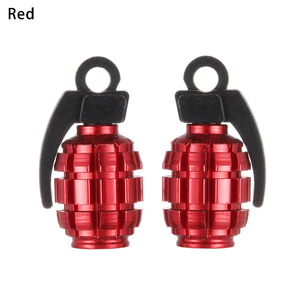 Blue grenade tire valve stem caps
