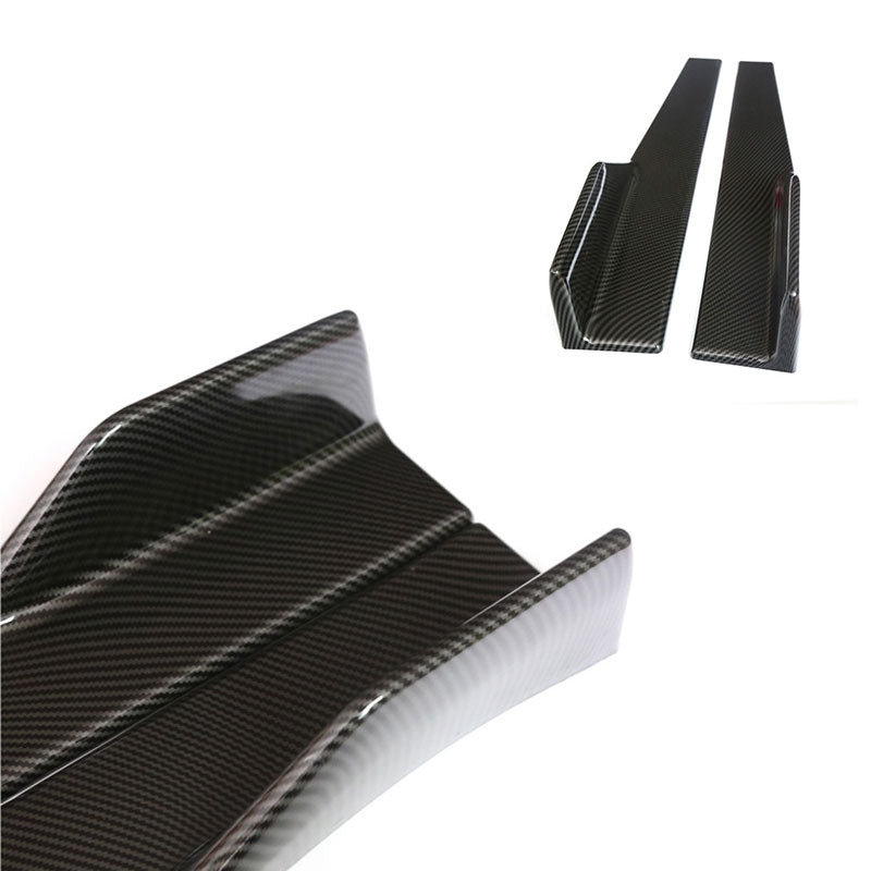 Close-up of carbon-look side skirt splitter winglet