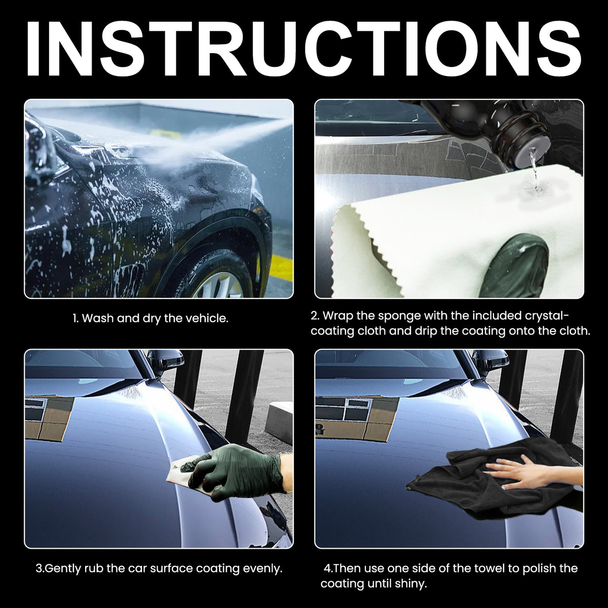 Complete coating kit: sponge, towel, gloves, cloths