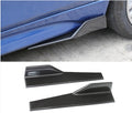 Carbon-look side skirt splitters with winglets, installed on blue car