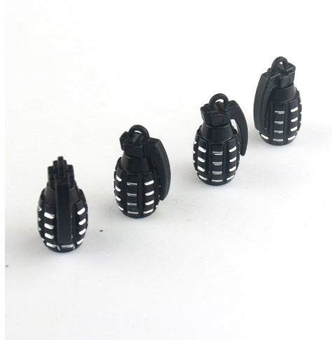 Grenade valve caps installed on car wheel