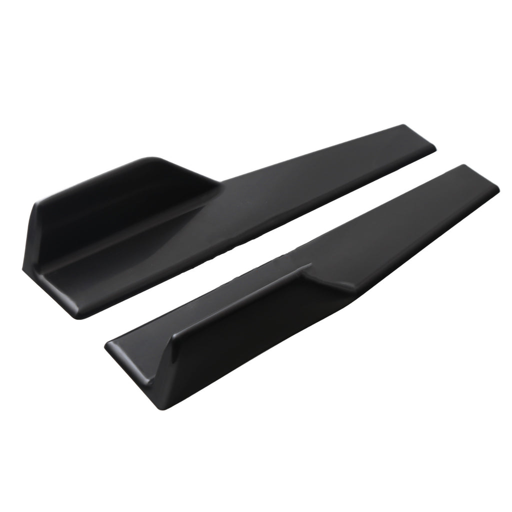 Pair of plain black side skirt splitters, flat style
