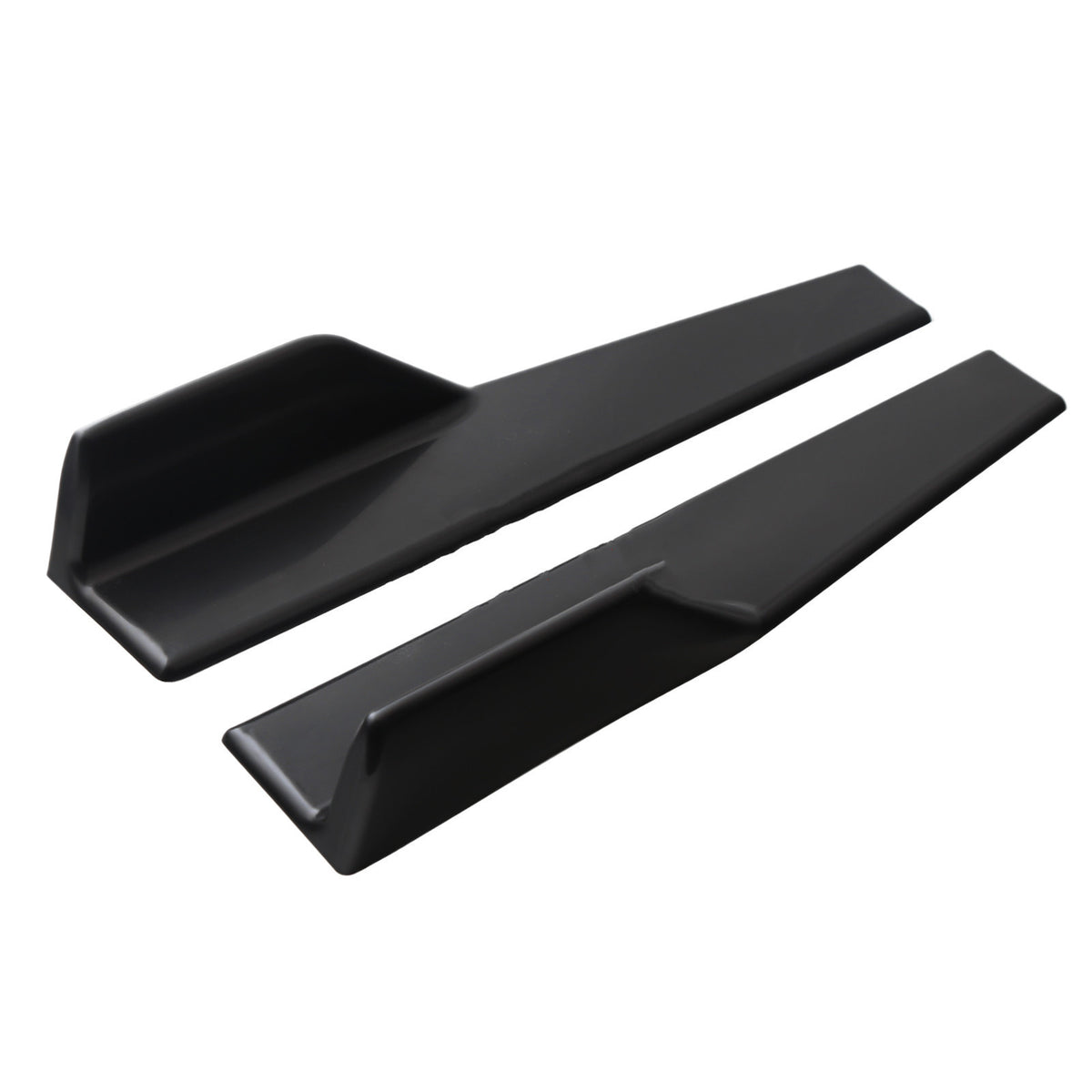 Pair of plain black side skirt splitters, flat style